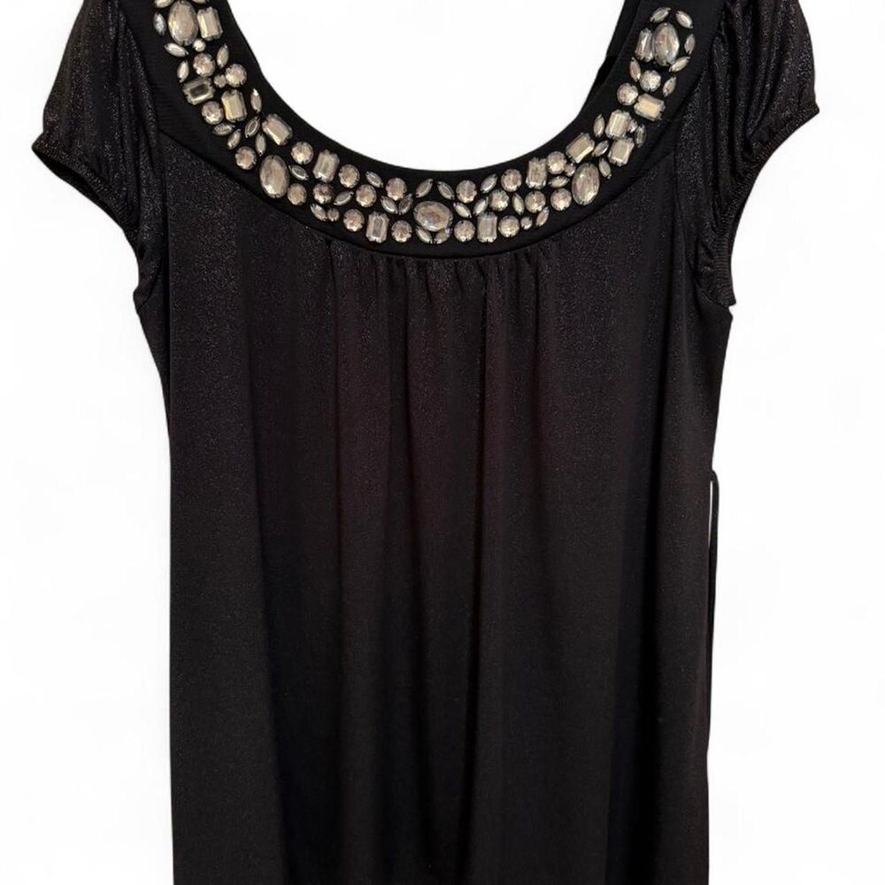 Candie's Women's Y2k Vintage Unique 2000s Black Silver Sparkle Shirt